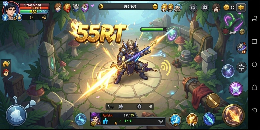 Screenshot gameplay 55RT menampilkan pertempuran strategi yang seru.