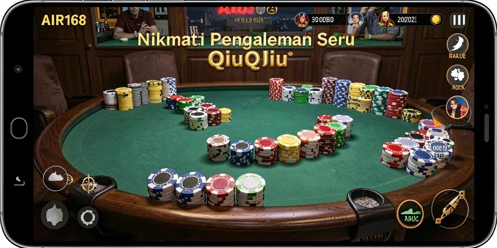 Tampilan gameplay seru QiuQiu di AIR168 dengan pemain berkompetisi.