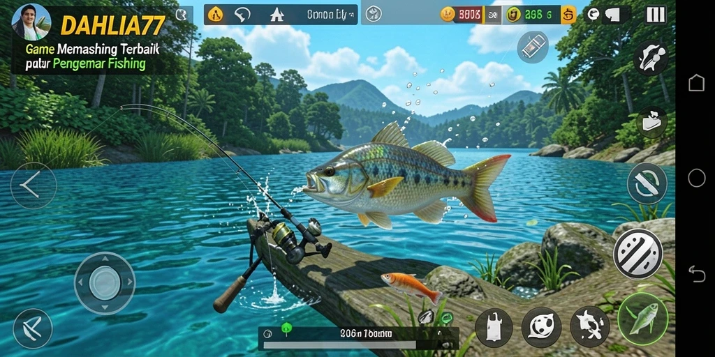 Tampilan gameplay <strong>DAHLIA77</strong> yang seru dengan berbagai ikan yang bisa ditangkap.