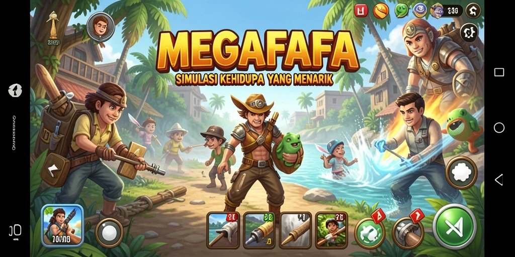 Gameplay menarik di MEGAFAFA menunjukkan interaksi sosial dan eksplorasi.