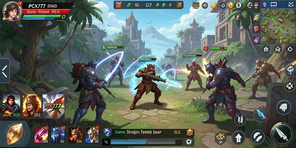 Menampilkan aksi strategis dalam gameplay PCX777 yang mendebarkan.