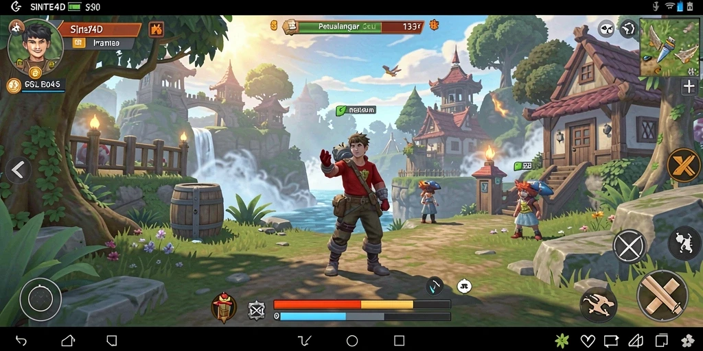 Tangkapan layar SINTE4D menampilkan aksi seru dalam pertempuran RPG.