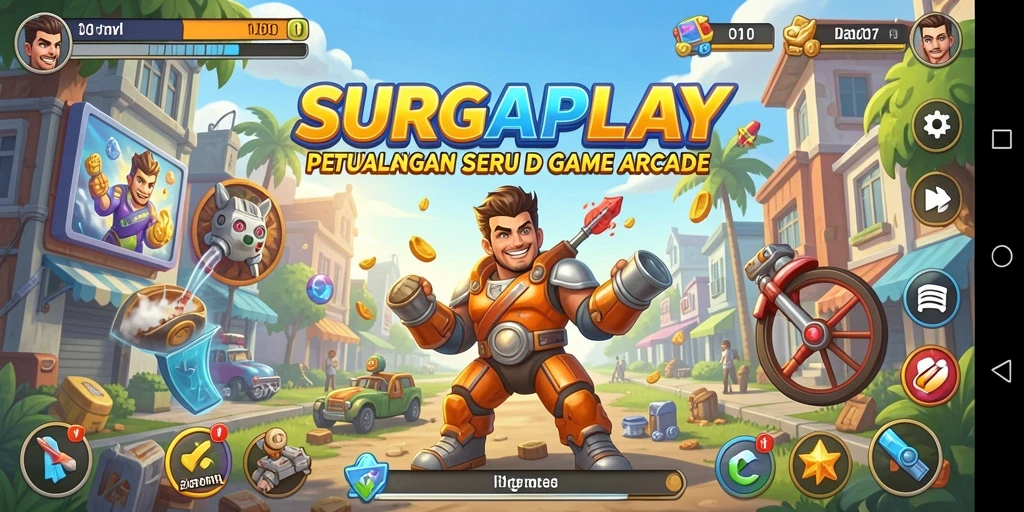 Tampilan gameplay seru dari SURGAPLAY dengan rintangan yang menantang.